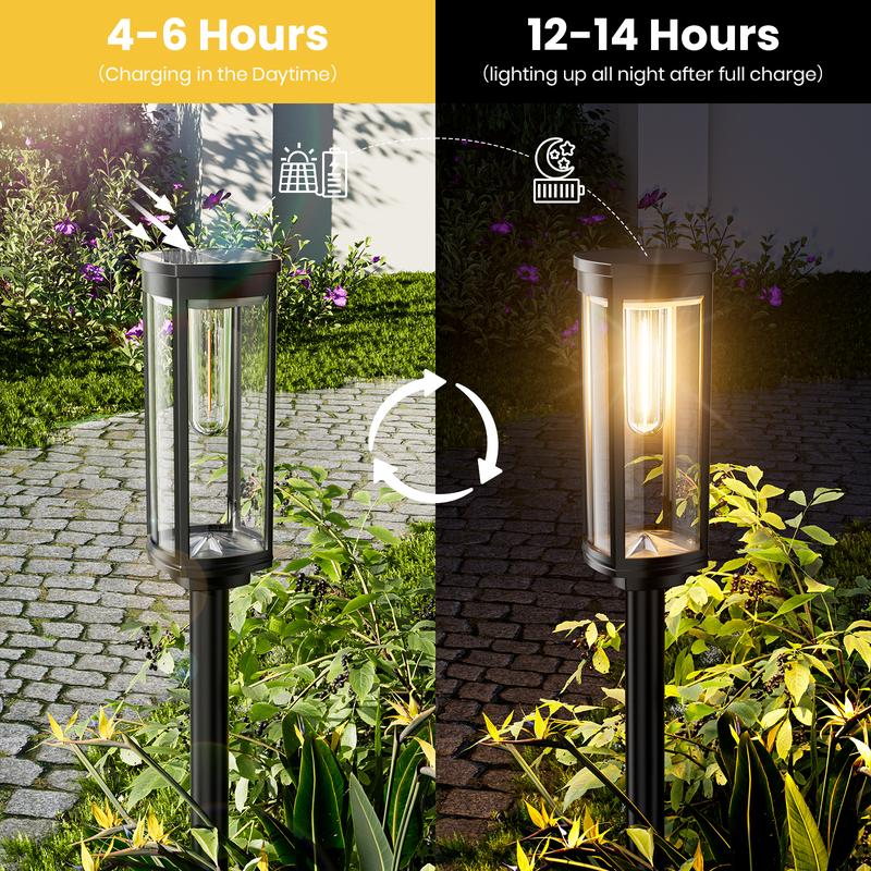 🌞 Solarowa lampa ogrodowa z efektem żarnika – wodoodporna i idealna do oświetlania ścieżek i trawników