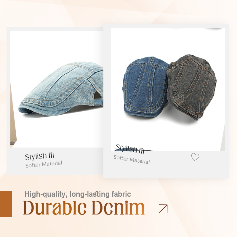 🧢✨Czapka typu newsboy z dżinsu unisex
