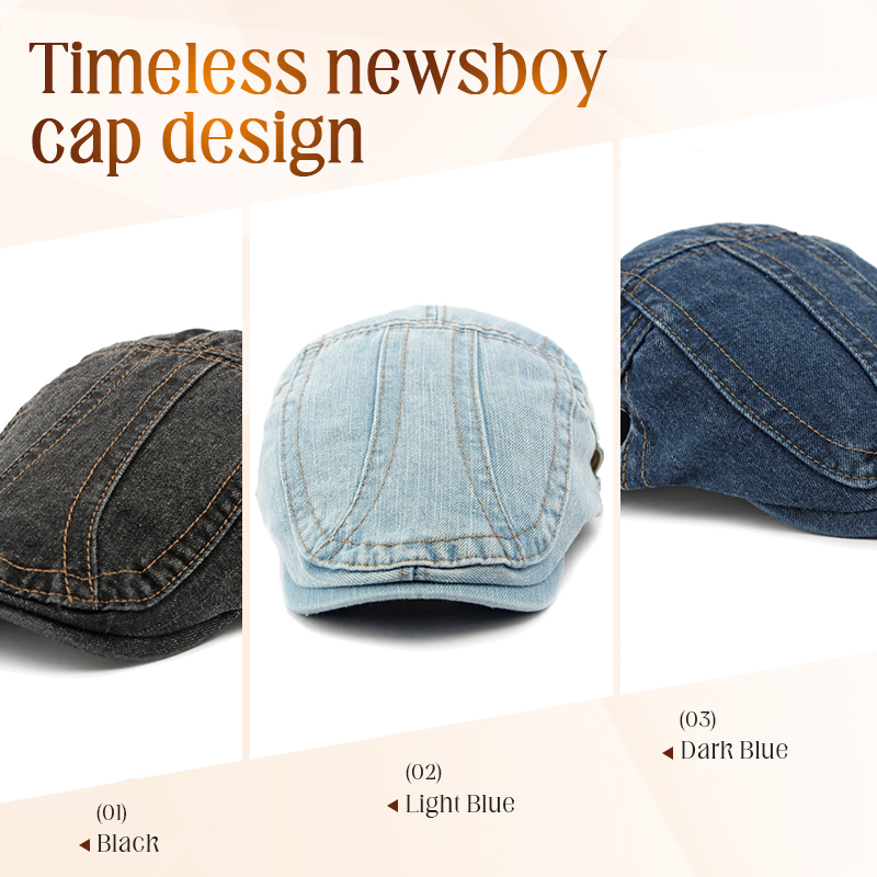 🧢✨Czapka typu newsboy z dżinsu unisex