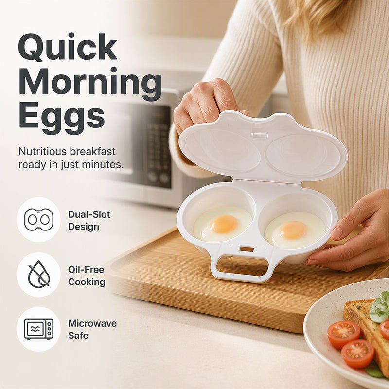 🍳Kup 1, a drugi dostaniesz gratis✨Podwójnie otwierany, mikrofalowy garnek do gotowania jajek