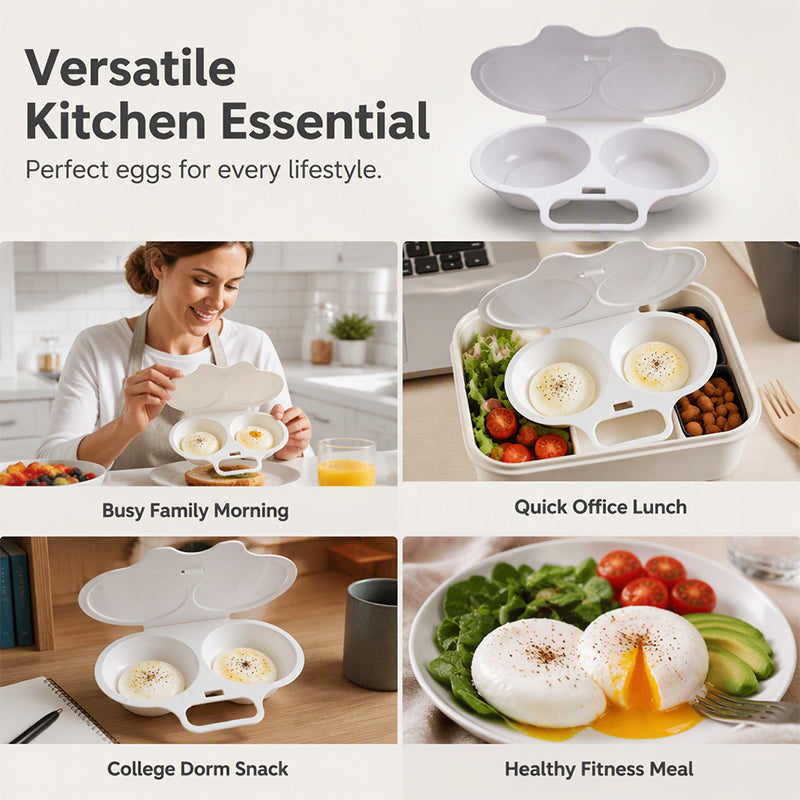 🍳Kup 1, a drugi dostaniesz gratis✨Podwójnie otwierany, mikrofalowy garnek do gotowania jajek