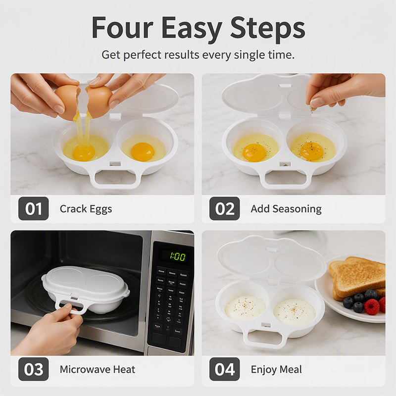 🍳Kup 1, a drugi dostaniesz gratis✨Podwójnie otwierany, mikrofalowy garnek do gotowania jajek